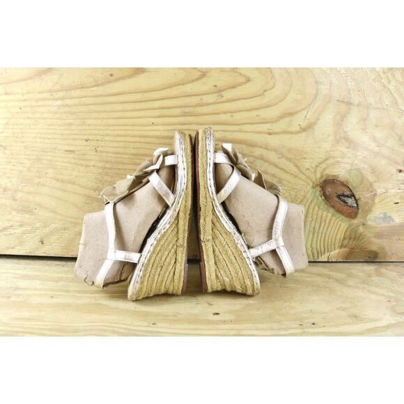 Born Espadrilles 40.5 Wedge Gold Floral Sandals Women's Sz 9 Buckle Leather Shoe - Picture 5 of 8